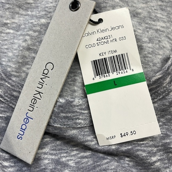 Calvin Klein Jeans NWT Gray Cold Stone Heather Peplum T-shirt Size Large - Picture 8 of 14